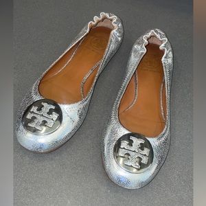 Silver Tory Burch Flats